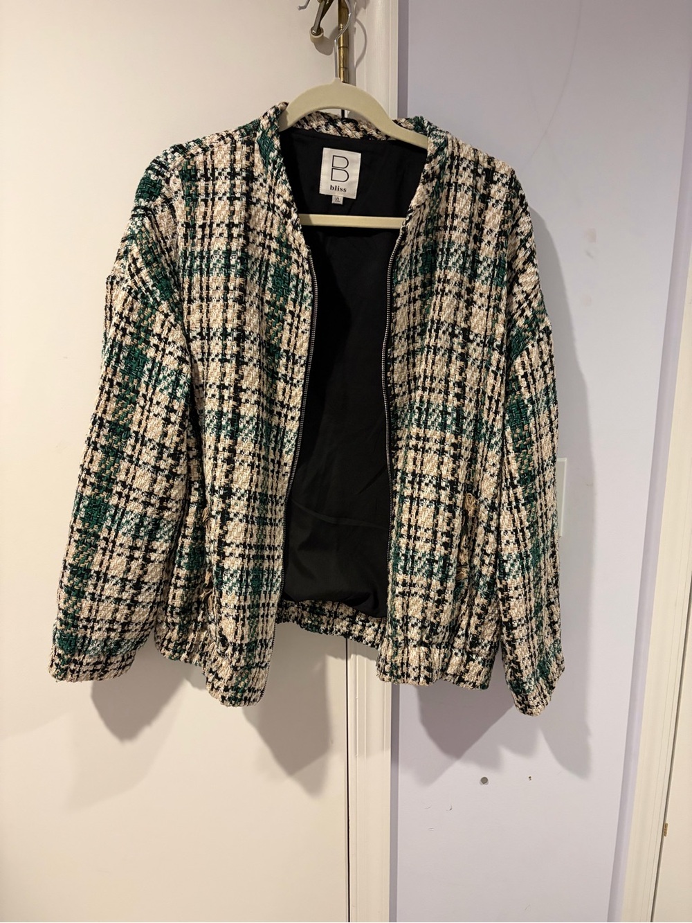 Women's Green Plaid Tweed Jacket
